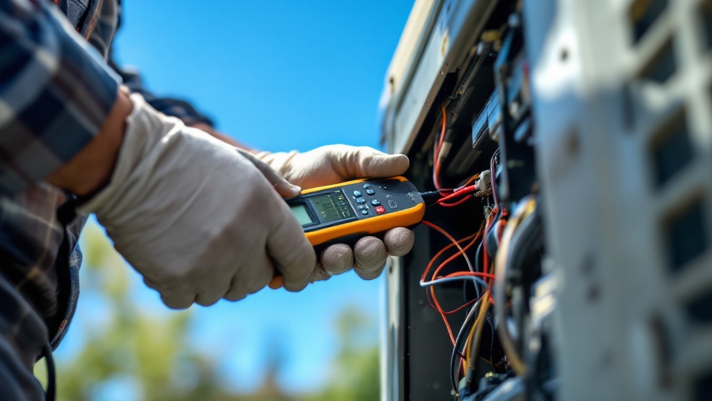 Technician repairing an air conditioning condenser in Chula Vista, CA