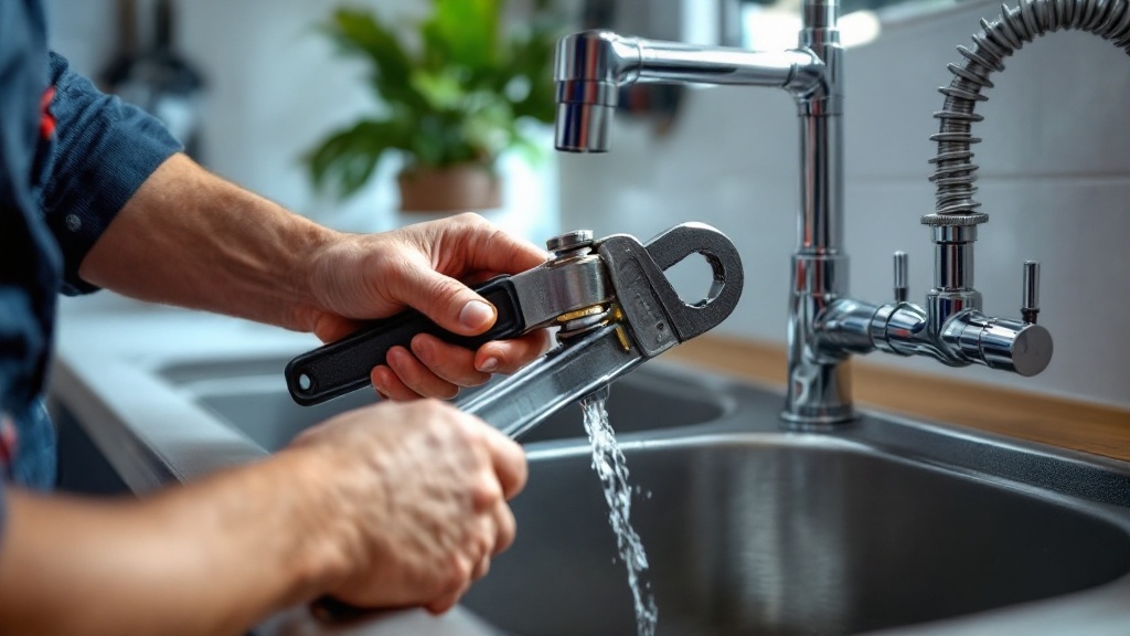 Plumber repairing pipes under a sink in Chula Vista, CA
